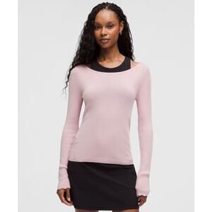 Lululemon Cashmere Scalloped Cuff Crewneck Pink Haze - S